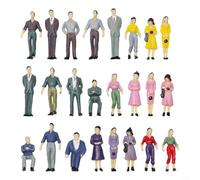 Pumixiy Juego de figuras de personas con diseño de ferrocarril, 50 personajes pintados sentados de pie con bancos de parque, para escena de estación de tren 1:50