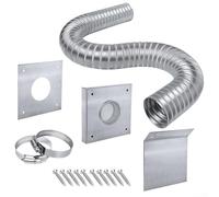 Pumixiy Kit de admisión de aire para estufa de pellets, sistema de ventilación de aire fresco de 2 pulgadas con tubo flexible de aluminio, paneles de montaje en pared de 60 pulgadas de longitud