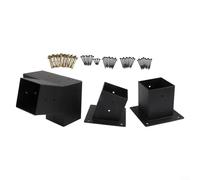Pumixiy Kit de pérgola, soporte inclinado para pérgola, montaje en pared con herrajes para postes de madera de 4 x 4 pulgadas, porche, glorieta, construcción de acero negro, soporte de estructura para