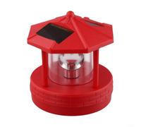 Pumixiy Luz solar del jardín del faro al aire libre impermeable LED giratorio lámpara de paisaje con iluminación de 360 grados luz decorativa camino para patio césped (rojo)