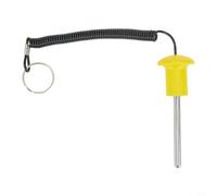 Pumixiy M8 x 80 mm, pasador de repuesto para equipo de fitness, accesorios de gimnasio duraderos de acero y plástico con cordón reforzado, compatible con máquinas M8/M10 (amarillo)