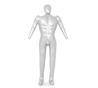 Pumixiy Maniquí inflable masculino de cuerpo completo modelo de exhibición profesional PVC vestido forma con soporte para tienda de ropa tienda al por menor exposición 168 cm plata