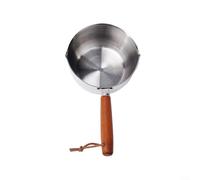 Pumixiy Olla para derretir mantequilla de acero inoxidable, sartén multiusos, mini calentador de leche, con mango de madera, para estufa eléctrica de gas de inducción de 150 ml, 300 ml, 500 ml (500 ml