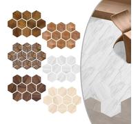 Pumixiy Paquete de 10 pegatinas hexagonales de imitación de madera de PVC para azulejos - Adhesivos impermeables para suelo y pared para fácil despegado y aplicación en la decoración del hogar (B)