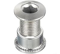 Pumixiy Pernos de acero para cadena de bicicleta, mecanizado CNC, tuercas de placa de manivela única rosca de 4,9 mm, para platos de una sola velocidad, color plateado, paquete de 4