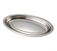 Pumixiy Plato ovalado de acero inoxidable, plato de servir profundo para mariscos y pasta, pulido espejo, base antideslizante