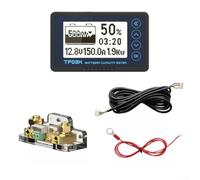 Pumixiy TF03KH - Medidor de capacidad de batería de 8 a 120 V, contador de alto Coulomb, visualización de datos reales con rango de 0-150 A/0-500 A para RV, barco solar (luz blanca 100 A)