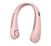 Pumixiy Ventilador de cuello personal con placa de enfriamiento, ventilador portátil sin aspas, pantalla LED ajustable de 5 velocidades, recargable por USB, batería de 1200 mAh, rotación de 360 grados
