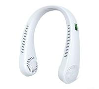 Pumixiy Ventilador de cuello personal con placa de enfriamiento Ventilador portátil sin aspas Pantalla LED ajustable de 5 velocidades Batería recargable por USB de 1200 mAh Rotación de 360 grados