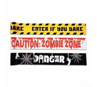 Pumixiy ZOMBIE DANGER - Cinta decorativa de Halloween de 10 m en total, 2 rollos de cinta verde de precaución para decoración de casa encantada, patio y fiesta, PE (2)