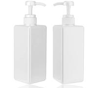 Pump Bottle Dispenser 22oz/650ml Jansburg 2Pack Refillable Square Plastic Lotion Dispenser Empty Lotion Pump Bottle for Essential Oil Lotion, Shampoo, Bathroom Travel White