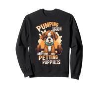 Pumping Iron and Petting Puppies Body Building Sudadera
