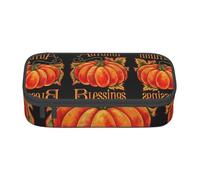 Pumpkin Autumn Blessings - Estuche para lápices de gran capacidad, bolsa de almacenamiento con cremallera, para niños, niñas, estudiantes, escuela, Black, Talla única, Maleta