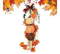 Pumpkin Autumn Pastoral Charm Swag Front Door Decor with Warm LED Lights