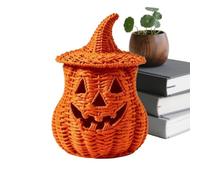 Pumpkin Basket Woven Candy Holder Table Decor for Halloween Home Office | Harvest Container Basket With Design Stores Treats While Enhancing Dining Areas Shelves Bedrooms Study Spaces