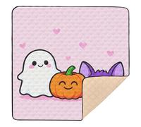 Pumpkin & Bat Trio - Alfombra de juego suave y gruesa para bebés para interiores y exteriores, impermeable, para bebés y niños pequeños, 50 x 50 pulgadas