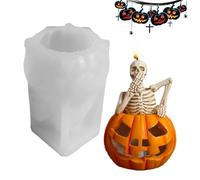 Pumpkin Candle, Skull in Pumpkin Silicone, 3.58x2.6 Inches, Resin Aromatherapy Soap Maker, Non-Stick Mold for Handmade Chocolate Fondant Gummy Cupcake Biscuits Decoration