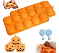 Pumpkin Candy Molds Silicone Halloween Chocolate Pumpkin Mini Silicone Mold Autumn Ghost Chocolate Mold for Gummy Jelly Ice Cube Cookies Cupcakes Decorations Soap Candle Muffin Cake