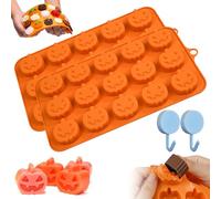 Pumpkin Candy Molds Silicone Halloween Chocolate Pumpkin Mini Silicone Mold Autumn Ghost Chocolate Mold for Gummy Jelly Ice Cube Cookies Cupcakes Decorations Soap Candle Muffin Cake