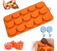 Pumpkin Candy Molds Silicone Halloween Chocolate Pumpkin Mini Silicone Mold Autumn Ghost Chocolate Mold for Gummy Jelly Ice Cube Cookies Cupcakes Decorations Soap Candle Muffin Cake