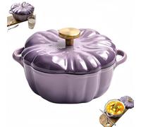 Pumpkin Cast Iron Pot 3.7L Halloween Enamel Pot with Lid | Non-Stick Dutch Oven for Stew & Casserole - Autumn Kitchen Décor & Gift(20cm 1.85L)