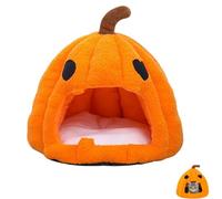 Pumpkin Cat Bed,2025 Cute Pumpkin Shape Cat Cave,House Tent with Removable Washable Cushioned Pillow for Cats Small Dogs (Orange)