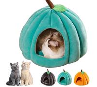 Pumpkin Cat Bed, 2025 Cute Pumpkin Shape Cat Cave, with Removable Cushion, for Kitten Small Dogs (Blue,M)