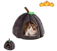 Pumpkin Cat Bed, 2025 New Pumpkin Cat Bed, with Removable Cushion, Warm Cave Nest Sleeping Beds Puppy House,for Cats Small Dogs (Dark Gray,Medium)