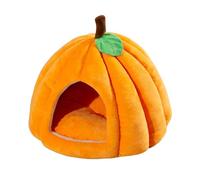 Pumpkin Cat Bed, Cute Cat Cave Bed for Indoor, Warm Enclosed Cats House with Removable Cushion, Fall Cats Pumpkin Nest for Small Dogs (Yellow,M)