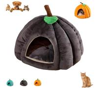 Pumpkin Cat Bed, Cute Halloween Pumpkin Shape Cat Cave Bed, Beds for Indoor Cats, Puppy House for Cats and Small Dogs (Dark Gray,S)