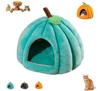 Pumpkin Cat Bed, Cute Halloween Pumpkin Shape Cat Cave Bed, Beds for Indoor Cats, Puppy House for Cats and Small Dogs (Blue,L)