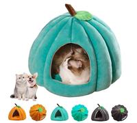 Pumpkin Cat Bed,Cute Halloween Pumpkin Shape Cat Cave Bed,Halloween Pumpkin Pet House with Removable Cushion,Under 7.5 Kg Pets Sleeping Beds Comfortable Warm Non-Slip for Indoor Cats (Blue, S)