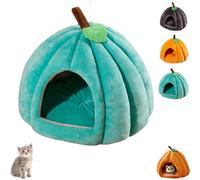 Pumpkin Cat Bed, Cute Halloween Pumpkin Shape Cat Cave Bed, Puppy House for Cats Small Dog (Blue,S)