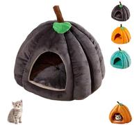 Pumpkin Cat Bed, Cute Halloween Pumpkin Shape Cat Cave Bed, Puppy House for Cats Small Dog (Gray,M)