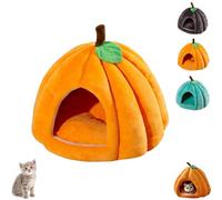Pumpkin Cat Bed, Cute Halloween Pumpkin Shape Cat Cave Bed, Puppy House for Cats Small Dog (Orange,M)
