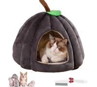 Pumpkin Cat Bed, Cute Halloween Pumpkin Shape Cat Cave Bed Puppy Tent with Removable Cushion for Kitten Cats Small Dogs (Gray,L)