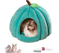 Pumpkin Cat Bed, Cute Halloween Pumpkin Shape Cat Cave Bed Puppy Tent with Removable Cushion for Kitten Cats Small Dogs (Blue,L)