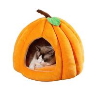 Pumpkin Cat Bed,Cute Halloween Pumpkin Shape Cat Cave Bed Tent with Removable Cushion, for Indoor Small Dogs (Orange,L)