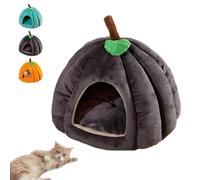 Pumpkin Cat Bed, Cute Halloween Pumpkin Shape Cat Cave Bed, Warm Cave Nest Sleeping Beds Thermal Kitten Sleeping Pod, Cozy Pet Shelter, for Cats Small Dogs (Gray,S)