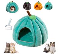 Pumpkin Cat Bed, Cute Halloween Pumpkin Shape Cat Cave Beds Cats Tent with Removable Cushion, Warm Cave Nest Sleeping Bed Puppy House for Small Dogs & Cats (Blue,Medium)