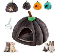 Pumpkin Cat Bed, Cute Halloween Pumpkin Shape Cat Cave Beds Cats Tent with Removable Cushion, Warm Cave Nest Sleeping Bed Puppy House for Small Dogs & Cats (Gray,Medium)