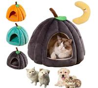 Pumpkin Cat Bed, Cute Halloween Pumpkin Shape Cats Cave Bed Tent with Removable Cushion,Indoor Warm-Cat-Tent for Kittencat Small Dogs (Dark Gray,S)