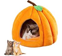Pumpkin Cat Bed,Cute Pumpkin Shape Cat Cave Bed with Removable Cushion,Cute Halloween Cats Tent for Kitten Small Dogs (Orange, M)