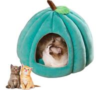 Pumpkin Cat Bed,Cute Pumpkin Shape Cat Cave Bed with Removable Cushion,Cute Halloween Cats Tent for Kitten Small Dogs (Blue, S)