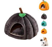 Pumpkin Cat Bed, Cute Pumpkin Shape Cat Cave Bed with Removable Cushion, Warm Cave Nest Sleeping Beds Puppy House, Fully Enclosed Windproof and Warm, for Cats/Small Dog (Gray,L)
