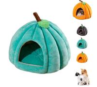 Pumpkin Cat Bed, Cute Pumpkin Shape Cat Cave Bed with Removable Cushion, Warm Cave Nest Sleeping Beds Puppy House, Fully Enclosed Windproof and Warm, for Cats/Small Dog (Blue,L)