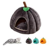 Pumpkin Cat Bed, Cute Pumpkin Shape Cat Cave, Cute Halloween Pet Bed with Removable Cushion for Indoor Cats Small Dogs (Dark Gray,M(17.7 * 17.7 * 15.7 in))
