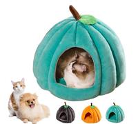 Pumpkin Cat Bed, Cute Pumpkin Shape Cat Cave, Semi-Enclosed Indoor Cats Cave, Cute Halloween Pets Bed with Removable Cushion for Indoor Cats Small Dogs (Green,S)