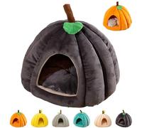 Pumpkin Cat Bed, Cute Pumpkin Shape Cat Cave, Warm Cave Bed, for Small Dogs and Cats (Dark Gray,M)