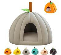 Pumpkin Cat Bed, Cute Pumpkin Shape Cat Cave, Warm Cave Bed, for Small Dogs and Cats (Gray,M)